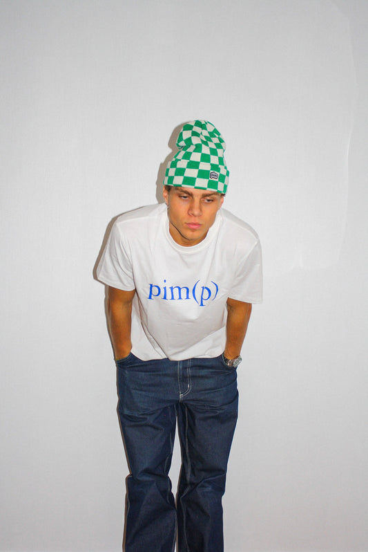 Pim Chequered Beanie - Green/White